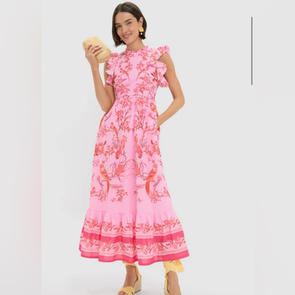 Banjanan Pink Tiered Midi Sundress